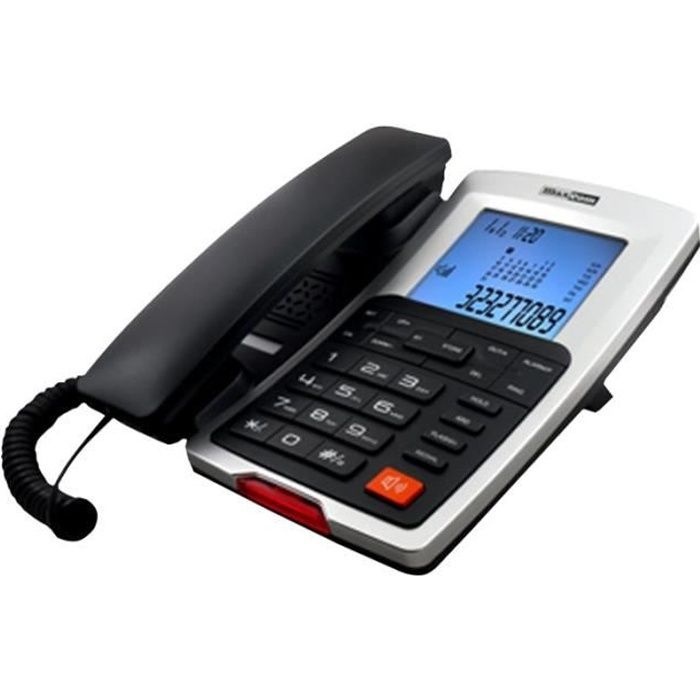 Téléphone filaire MaxCom KXT709 avec ID dappelant noir