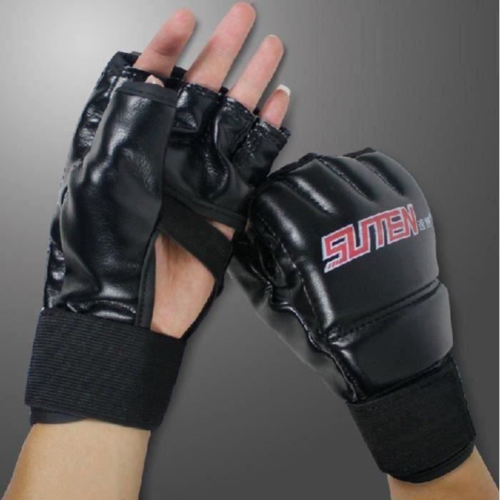Gants De Boxe Muay Thai MMA - Cuir, Taille M 12 Oz, Bleu | Entraînement Sparring Kickboxing