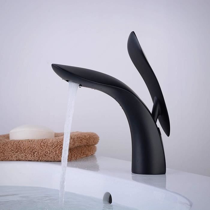kelelife mitigeur robinet pour lavabo salle de bain en laiton noir cdiscount bricolage