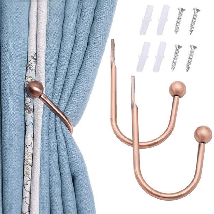 Lot De 6 Crochets Métal Boule Pour Rideaux - Forme U - Argenté - Pour Vêtements, Clés, Décoration