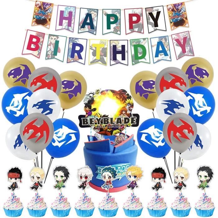 Beyblade Fournitures De Fete D Anniversaire46pcs Ensemble De Vaisselle De Fete D Anniversaire Sur Comprend Ballons Gateaux To 775 Cdiscount Maison