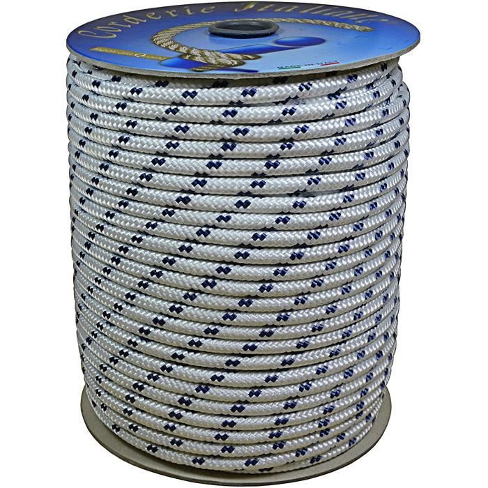 Corderie Italiane 00 - Corde Nautique, 5 mm, 100 m, blanc, avec étiquette en plastique bleu, couleur : blanc avec