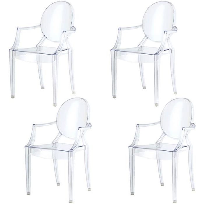 KRISTAL Illustration en Transparent Damiware Lot de 2 Plexiglas Acrylique Ghost Chair Accoudoir Chaise Spirit Transparant 