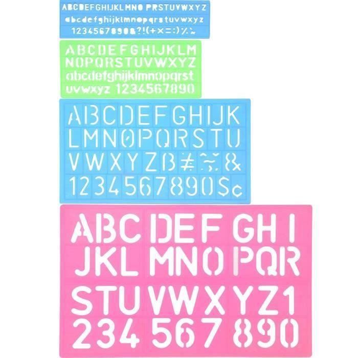 Artbox 4 X Set Pochoirs Lettres Alphabet et Nombres 