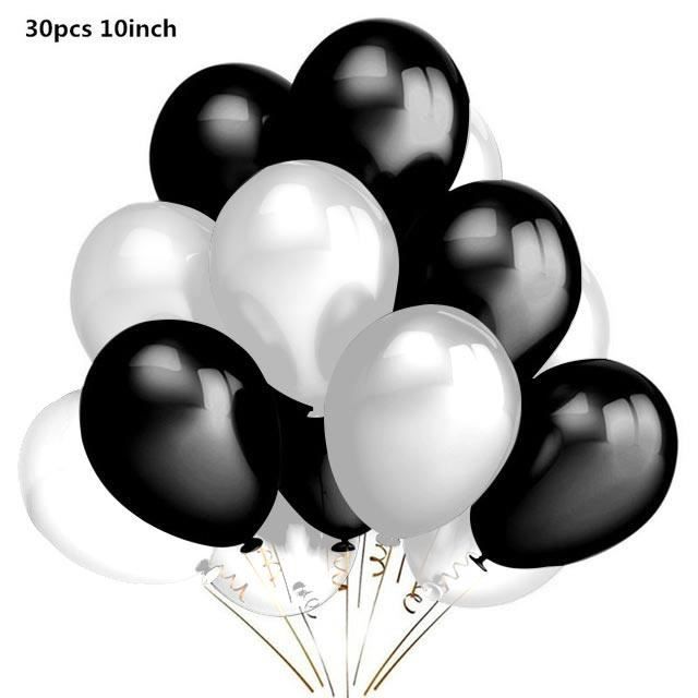 30PCS Ballon Noir Argenté, Noir Argenté Ballon Anniversaire, Perle Argent  et Noir Ballon Helium Ballons Confettis Or Pour Decoration Anniversaire
