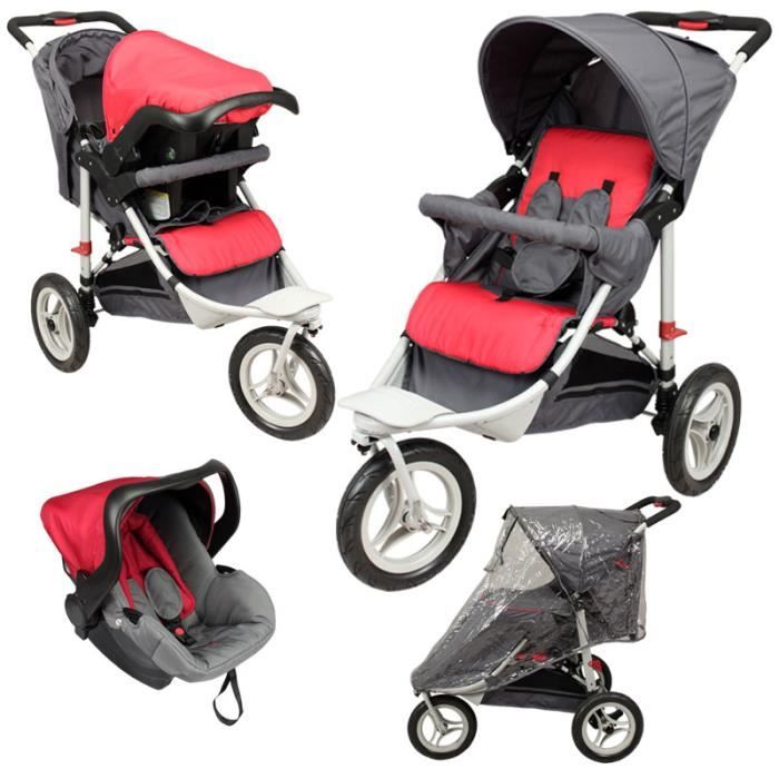 Poussette 3 roues combiné 2en1