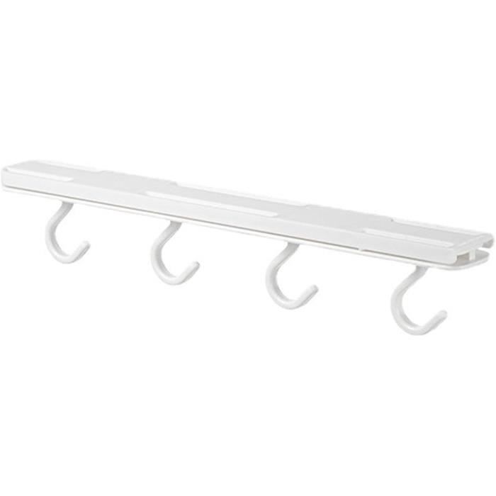 JSVER Patère Murale De 4 Crochets Rétractables, Porte Manteau Mural Pour Suspendre Manteaux écharpes, Sacs à Main Et Autres, Naturel