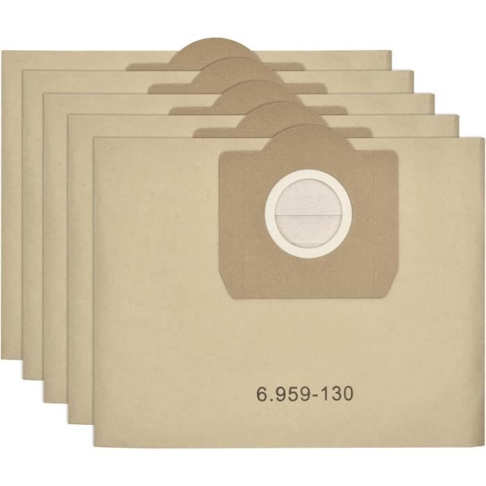 Lot De 5 Sacs D’aspirateur Compatibles Karcher NT 30 / 30L - Tissu Non Tissé, Haute Capacité