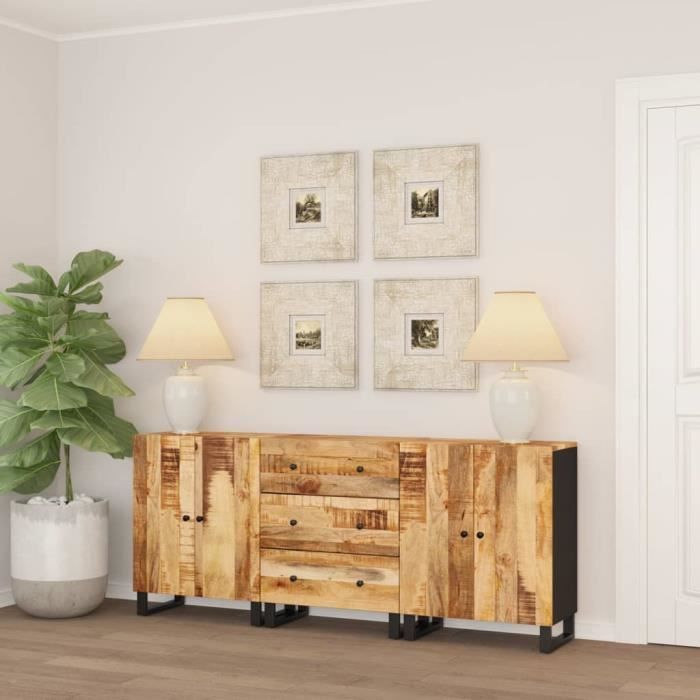 Buffet Bois Moderne en Manguier Brut