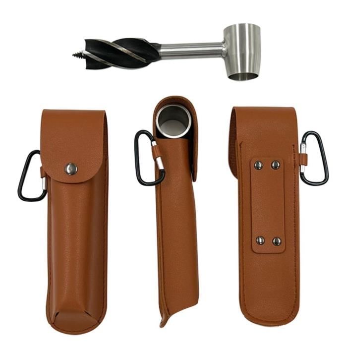 Perceuse Manuelle Bois Foret De Survie Bushcraft Avec Étui Cuir - Outil Manuel Camping Randonnée Kit Bushcraft