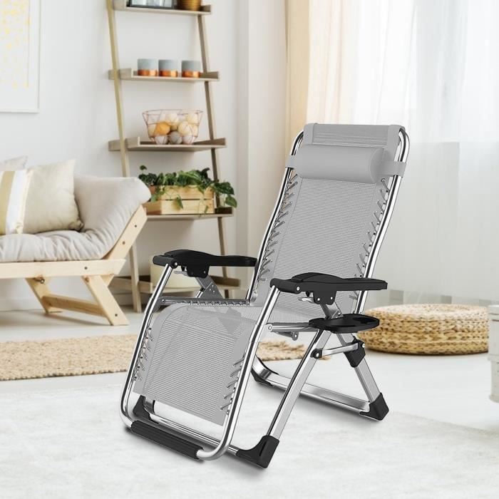 OVLRIJP Chaise Longue Jardin Pliante Gris - Lit De Camp 6 Pieds Antidérapants, Transat Portable 190x67x38 Cm Pour Camping Et Extérieur