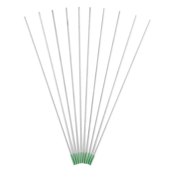 Électrodes Tungstène Pur EWP - Ø1.6x175mm - Lot De 10 - Soudure TIG Aluminium/Magnésium - Vert