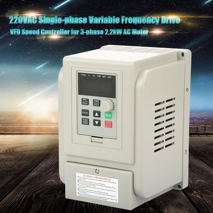 Variateur De Fréquence 0.75kW VFD Monophasé-Triphasé 220V - Contrôleur Vitesse Moteur DeWin