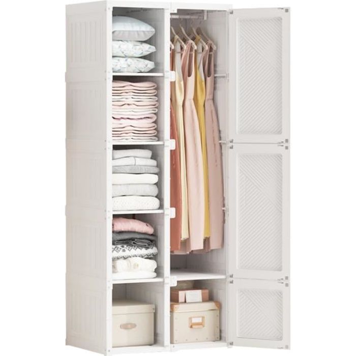 Armoire Chambre Adultes Portes 2X Garde-Robes Penderie Armoire