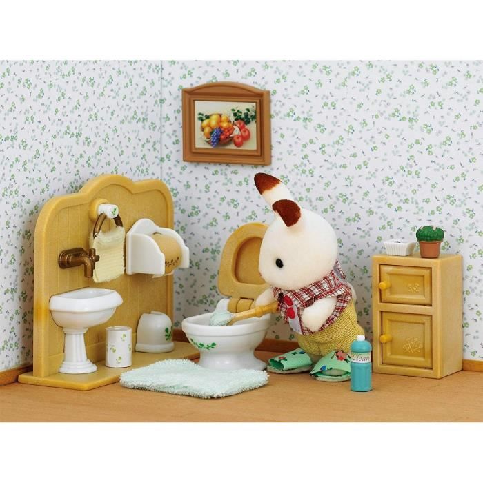 SYLVANIAN FAMILIES - 5015 - Frère Lapin Chocolat et Toilettes - Village - Mixte - 3 ans+