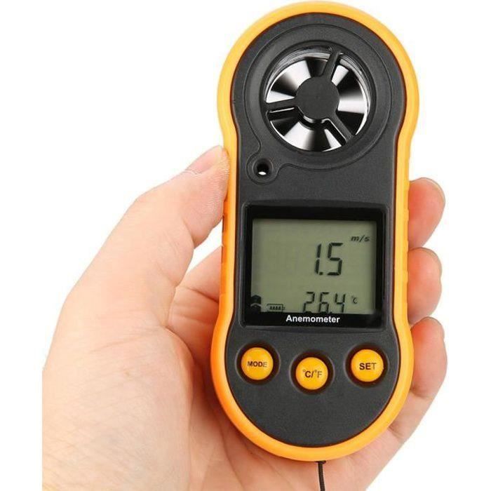 Anémomètre Portable LCD - Mesure Vitesse Vent Et Température, Pour Randonnée, Camping, Voile, Météo Amateur