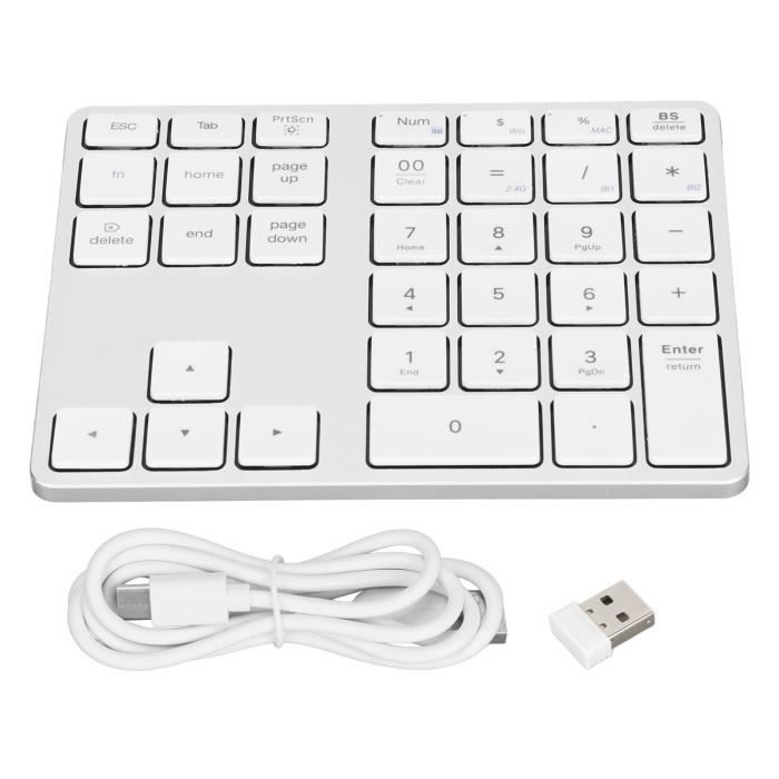 Pavé Numérique Bluetooth Rechargeable - 35 Touches - Compatible PC, Mac, Tablette - Pour Saisie De Données