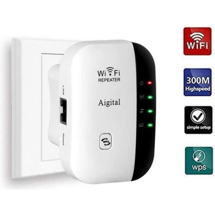 Amplificateur WiFi 2025 - Répéteur 300 Mbps, Couverture 4000 Pi², 50+ Appareils - Port Ethernet, Configuration 1 Touche