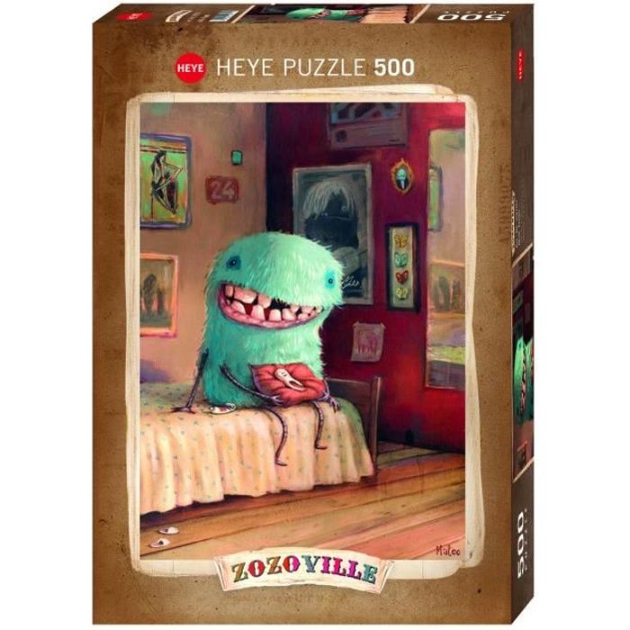 puzzle 500 pièces zozoville milk tooth - mercier - 35 x 50 cm - animaux - vert - adulte
