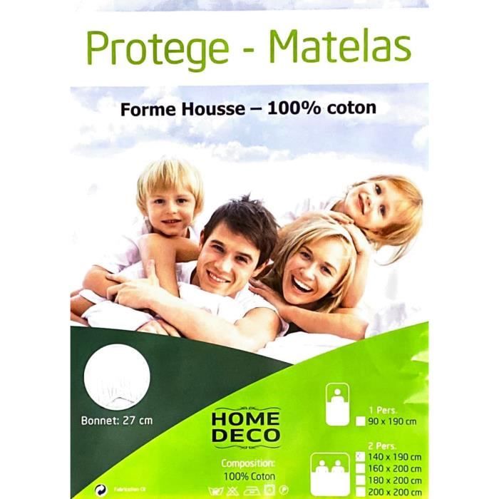 Protège Matelas 160x200 cm - Doux et Absorbant - Molleton 100% Coton -  Grand Bonnet 30 cm - Linge des Familles - Cdiscount Maison