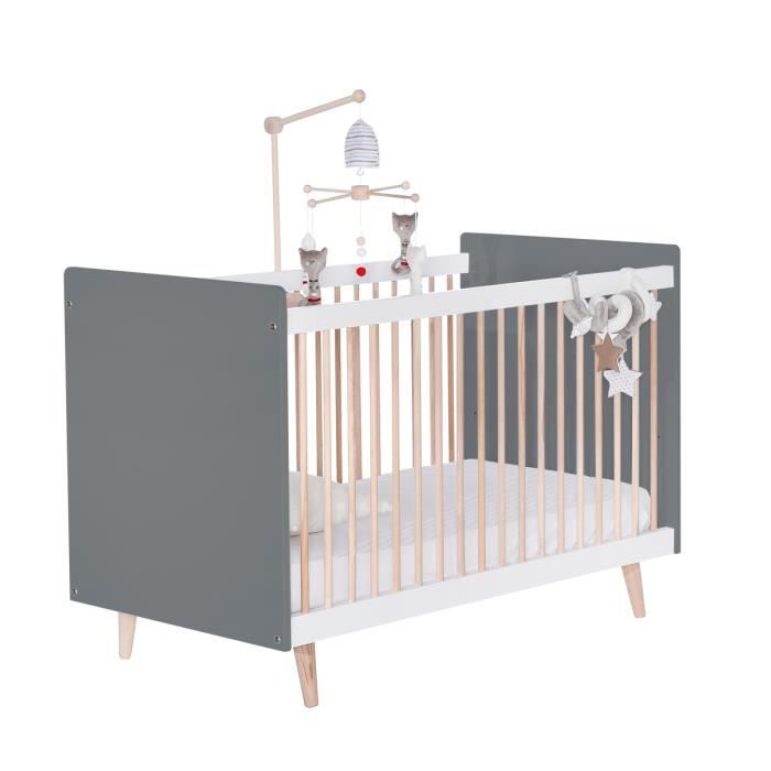 By Jurassien Lit Bebe 60x1 Happy Laque Gris Ardoise Gris Made In France Cdiscount Puericulture Eveil Bebe