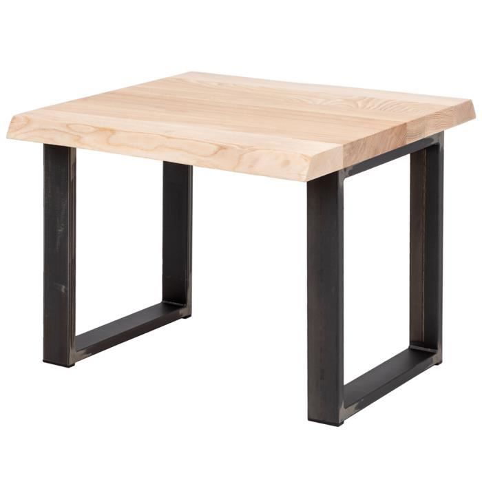 lamo manufaktur table basse en bois - industriel - salon - 60x60x47cm - frêne sévère - pieds métal acier brut - modèle modern
