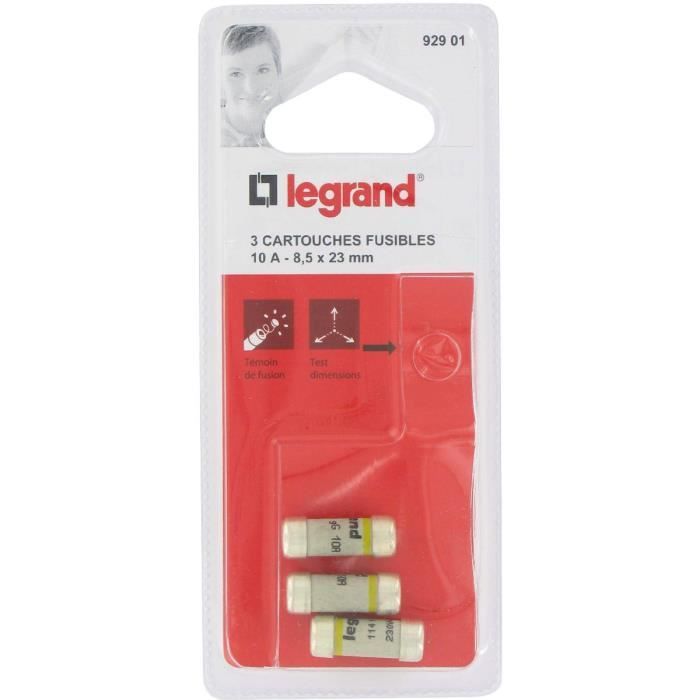 Legrand 3 fusibles céramique 8.5 x 23 mm avec voyant - vue 1