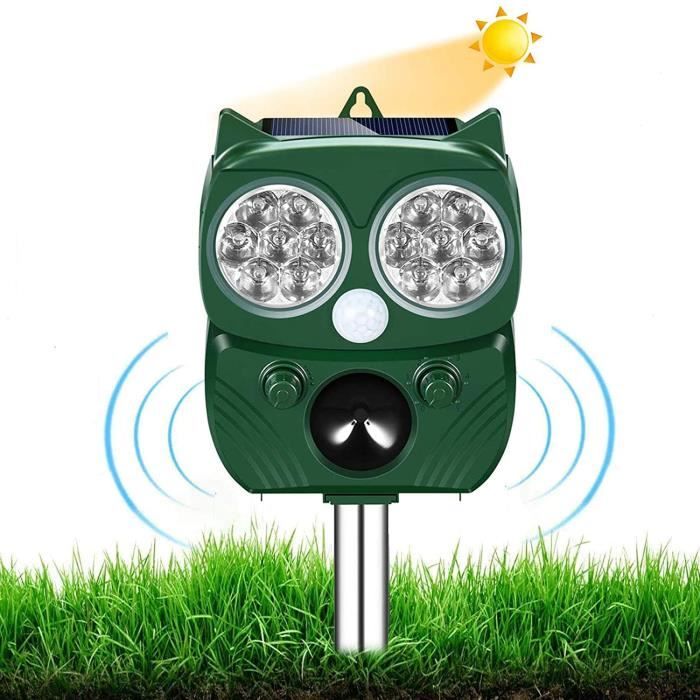 Leytn® Répulsif Ultrason Chat Solaire Exterieur Répulsif Animaux Prévenir Chiens Chats Oiseaux Souris pour Jardins Champs Pépinières