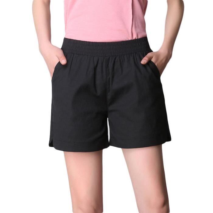 Short Décontracté Pour La Maison - Coton Lin Léger - Couleur Unie Streetwear - Femme