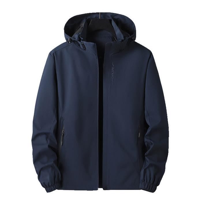 Veste Homme Coupe Vent Respirante Exterieur Leger Capuche Amovible Mi Saison Impermeable Bleu fonce Bleu fonce Cdiscount Pret a Porter