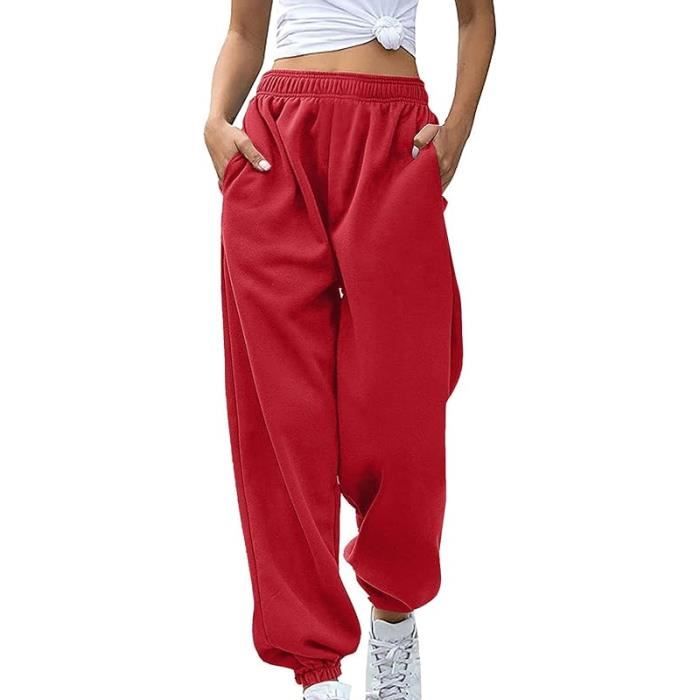 Pantalon Sarouel Jogging Femme Rouge - Fitness - Poches - Confortable - Respirant