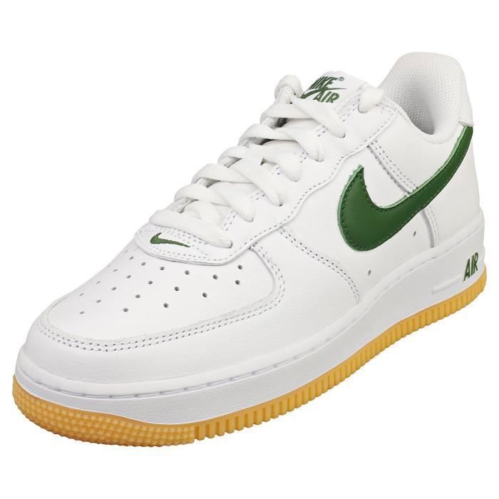 Nike Baskets - Nike - AIR FORCE 1 LOW RETRO QS - Homme - Blanc Vert - Cuir - Lacets