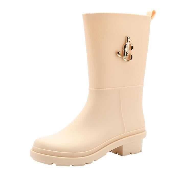 Bottes de pluie femme nouvelles bottes pour femmes a tube moyen, en PVC,  chaussures d'eau Mode Beige 3 Beige - Cdiscount Chaussures