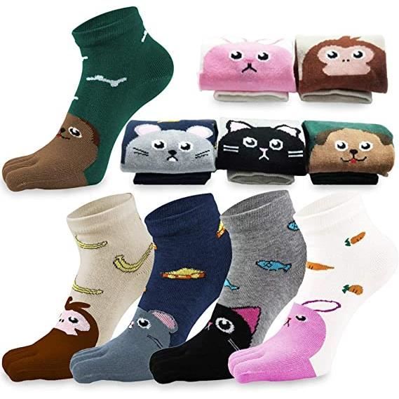 Chaussettes enfant à 5 doigts chat, chien, lapin