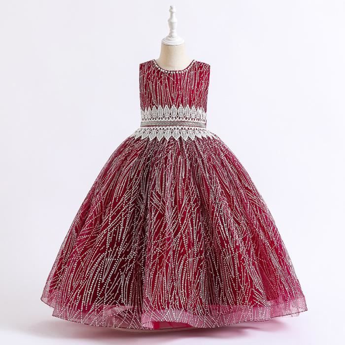 Fille Princess Robe De Mariage Sans Manches Fleur Paillettes Robe ...