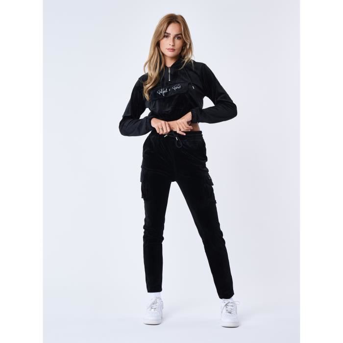 Bas de jogging cargo en velours signature PROJECT X PARIS Femme Noir Fitness Respirant Indoor