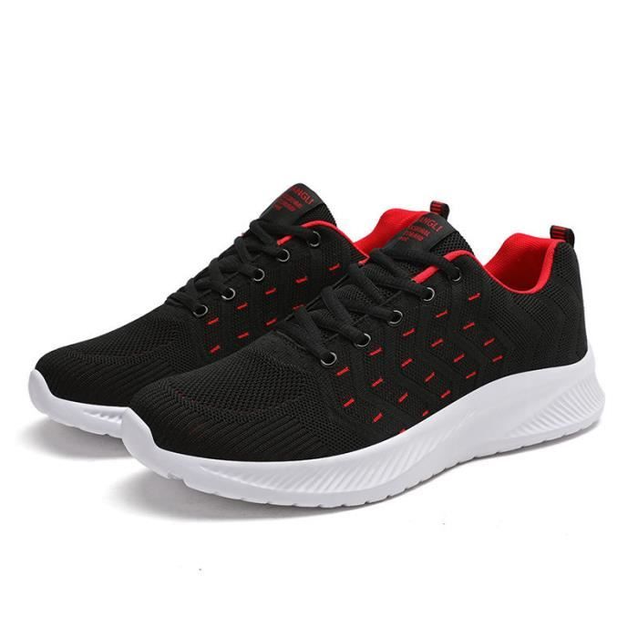KIANII Baskets basses à lacets confortables et respirantes pour hommes - Noir