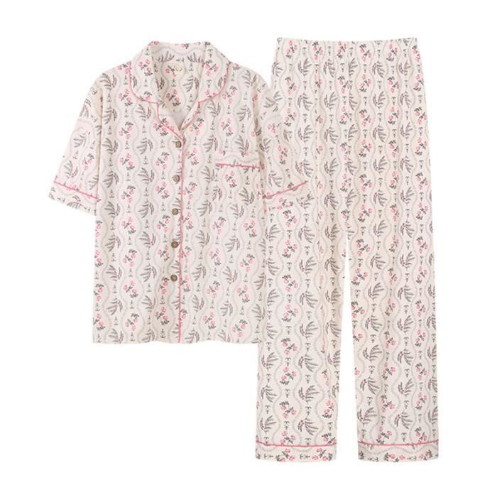 Pyjama Femme 2 Pièces - Manches Longues - Coton Modal Doux - Confort Maison Et Sortie Décontractée - 10
