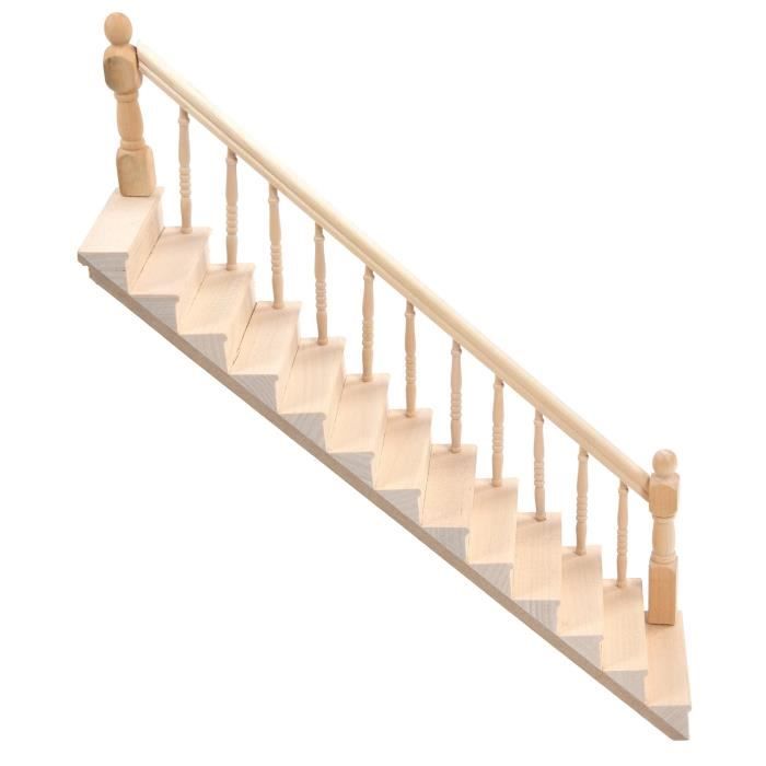 Generic Escalier Miniature en Bois Blanc raffiné pour Maison de Poupée 1:12, Accessoire de Jouet écologique pour Scène de Villa (marches blanches