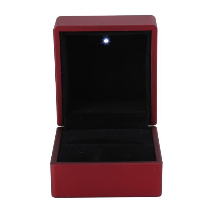 Vosarea Boîte à Bague Coeur Lumineuse LED Velours Rouge - Écrin Mariage Avec Lumière, Cadeau Romantique