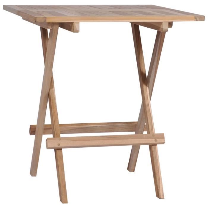 Vidaxl Bois De Teck Massif Table Manger Pliable Cuisine Jardin