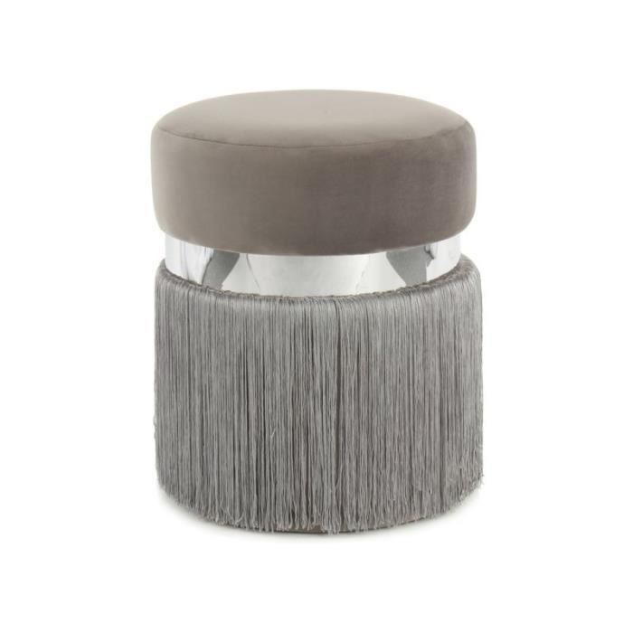 pouf rond design bicolore gris & argent - paris prix - simili - 1 personne - 38x45cm