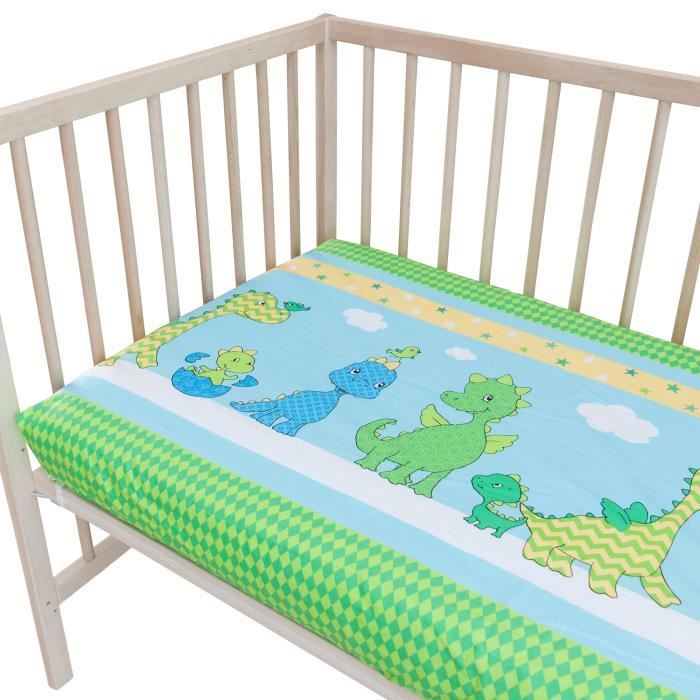 Les Dinosaures joyeux Lot de 2 draps housse PatiChou pour berceau b/éb/é 50x83 cm