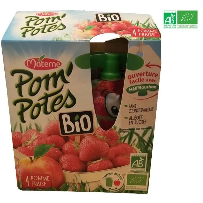 Materne Lot De 4 Compotes Pomme Fraise Bio 4x90g Cdiscount Au Quotidien