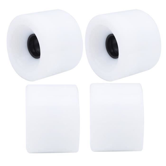 Lot de 4 roues lumineuses de 70 mm pour skateboard Longboard 78A Blanc
