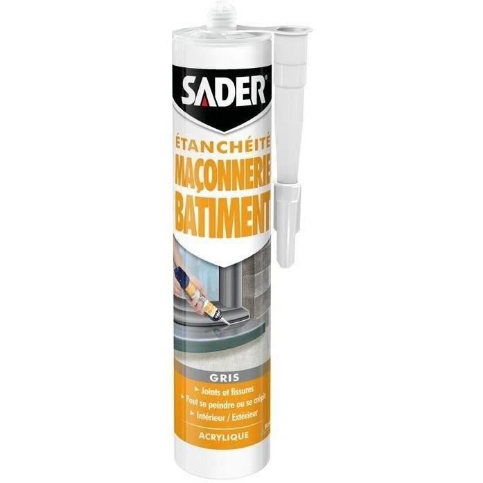 Mastic d'Etanchéité SADER Maçonnerie Bâtiment Gris Formule acrylique souple après séchage - cartouch