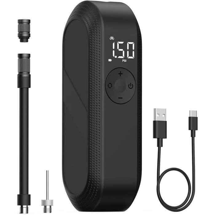 Gonfleur De Pneu Portable Rechargeable - Compresseur D'Air 5200mAh - Pour Vélo, Ballons, Jouets - Noir