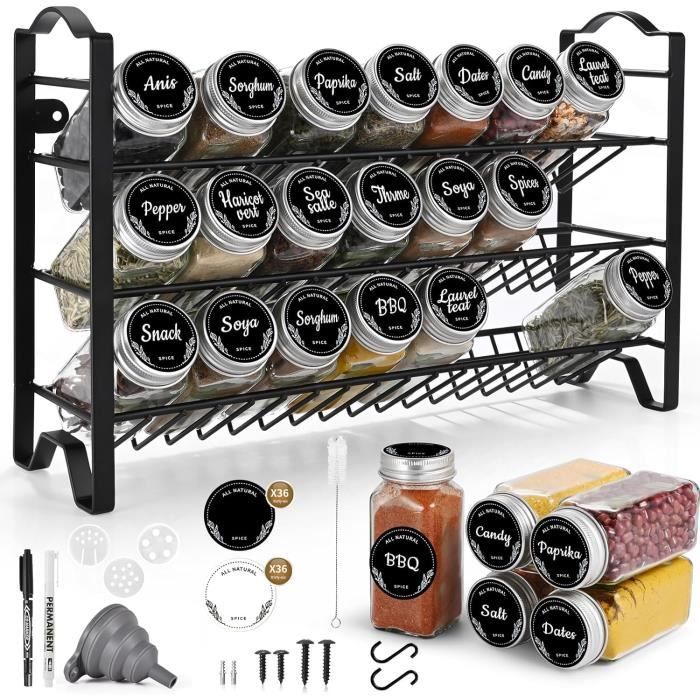 Lot De 5 Pots à épices Transparents Avec Couvercle Aluminium - Carrés, 10,8 Cm - Neuf