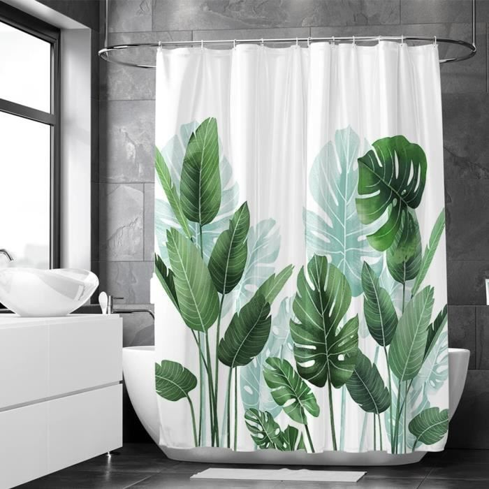 Rideau De Douche Vinabo Anti-Moisissure 180x200 Cm Blanc - Tissu PEVA Imperméable Avec 12 Crochets
