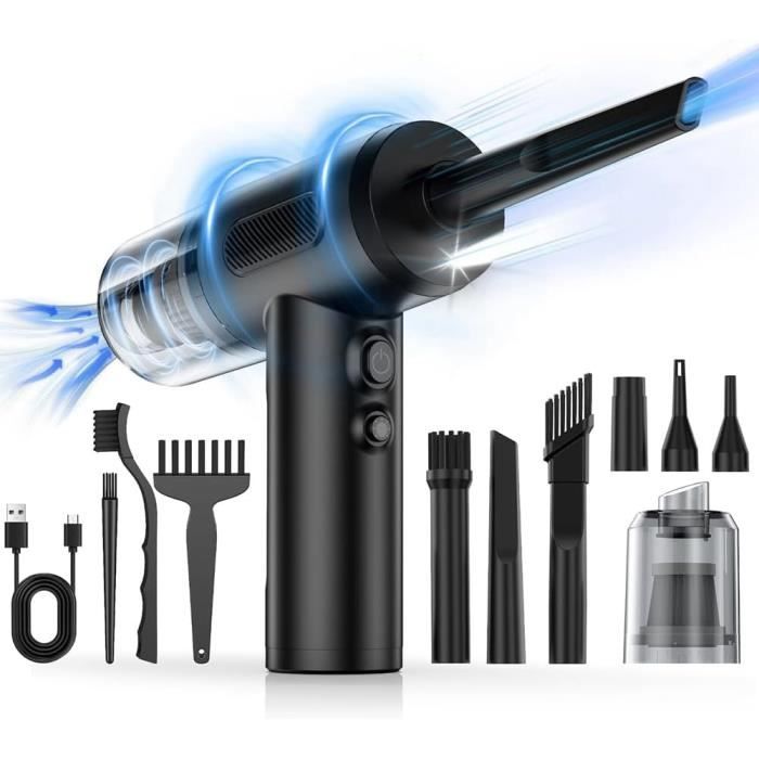 Plumeau électrique à Air Comprimé - 5 Vitesses, Fonction Soufflage/aspiration - Pour Nettoyer PC, Clavier, Voiture - Batterie 10000 MAh